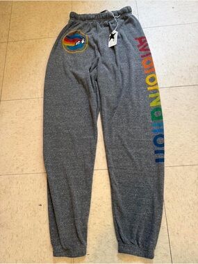 Aviator Nation Rainbow Spellout Logo Sweatpants Size Small Women’s